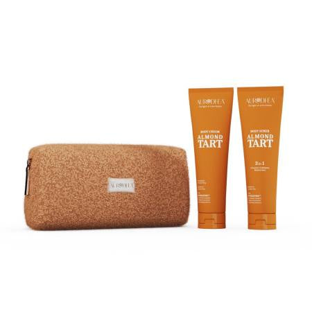 Aurodhea "Almond Tart" Set - Body Scrub & Cream with HYDRACORE™ + Teddy Pouch