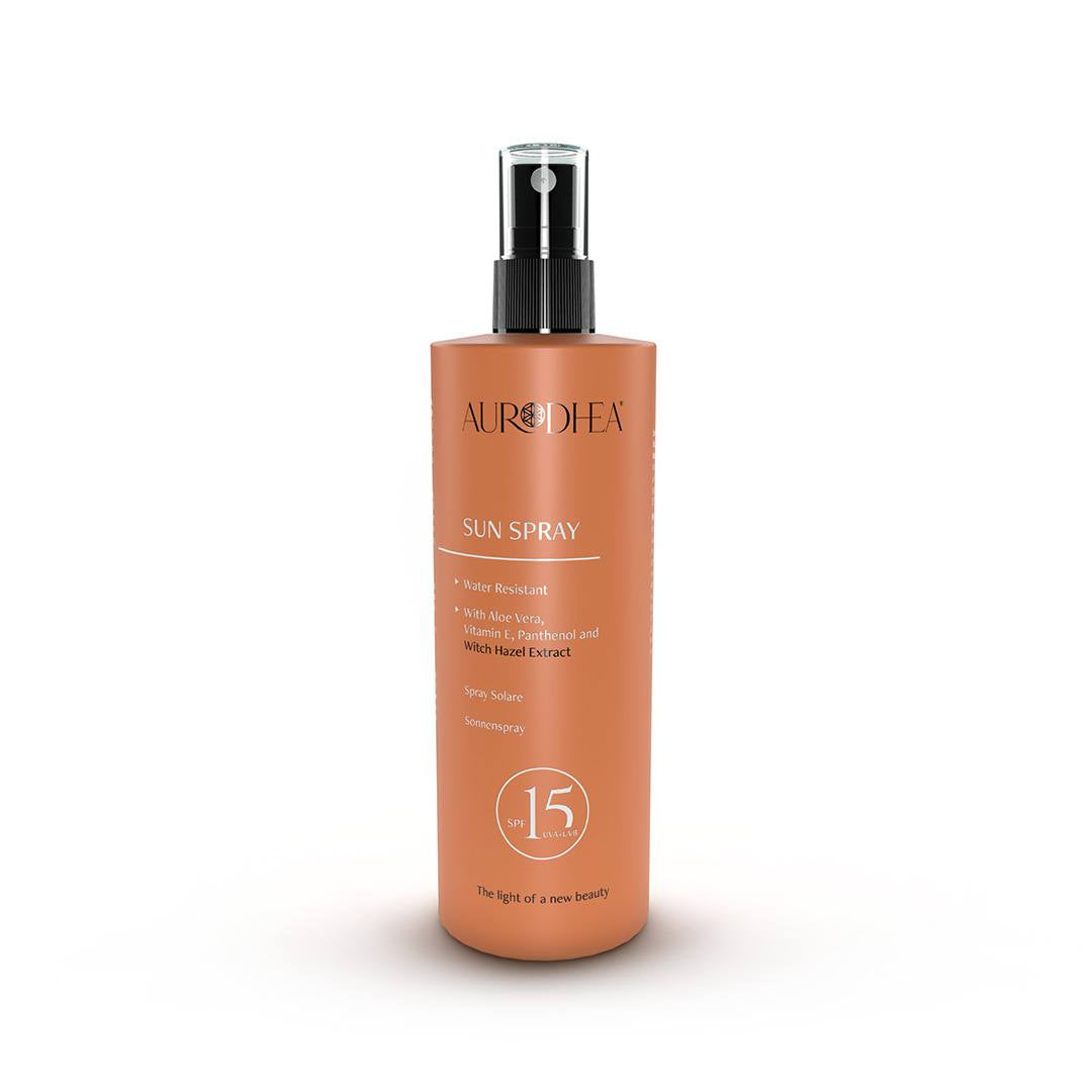 Aurodhea Sunscreen Spray SPF15 - 150 ml | Enriched with Witch Hazel, Aloe Vera, Panthenol and Vitamin E